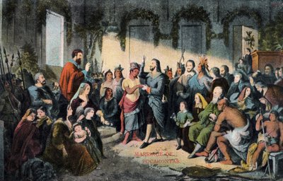 The marriage of Pocahontas and John Rolfe in Jamestown in 1614 by Henry (after) Brueckner