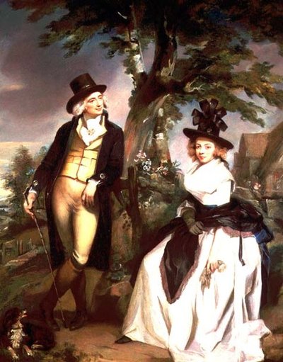 Portrait of a Lady Seated and Her Husband Standing by Henry (attr. to) Singleton