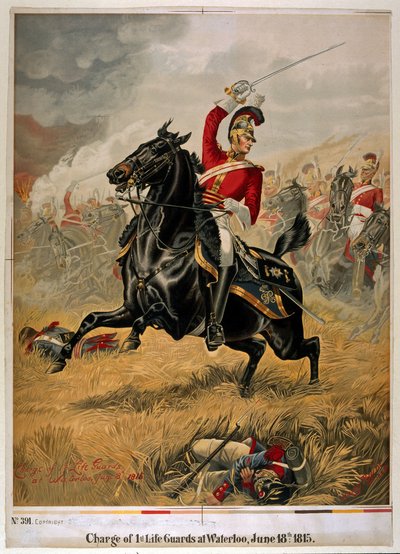The Charge of the 1st Life Guards at Waterloo, Published c.1890 by Henry A. Payne