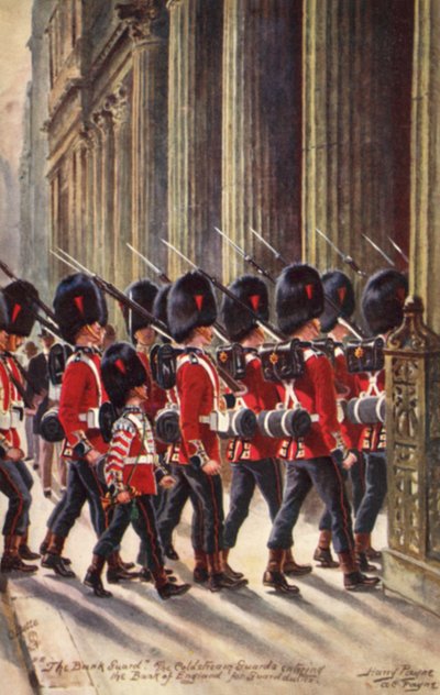 Coldstream Guards Entering the Bank of England for Guard Duty by Henry A. Payne