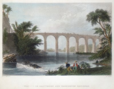 Viaduct on the Baltimore & Washington Railroad by Henry Adlard