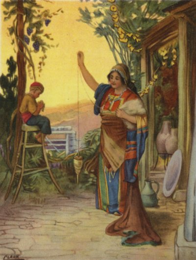 Taking hold of the distaff by Henry Andrew Harper
