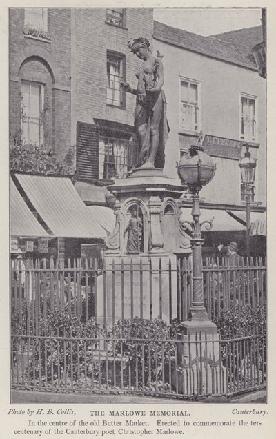 Memorial to the playwright and poet Christopher Marlowe, Buttermarket, Canterbury, Kent by Henry Beauchamp Collis