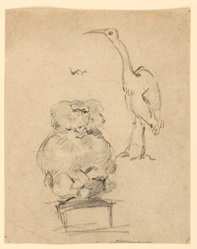 Studies of a Heron and a Monkey by Henry Bernard Chalon