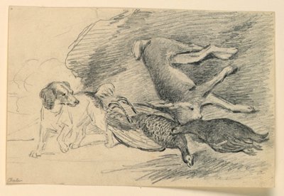 Study of a Dog Beside Killed Game by Henry Bernard Chalon