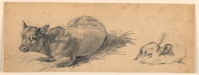 Study of a Young Bull Lying in a Meadow by Henry Bernard Chalon