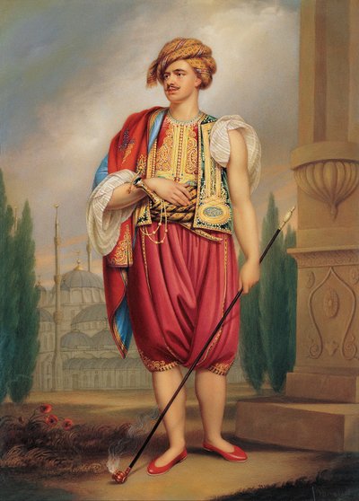 Portrait of Thomas Hope in Turkish Costume after William Beechey, Early 19th century by Henry Bone