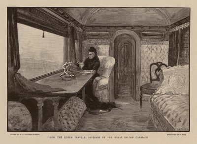 Queen Victoria in the Royal Saloon railway carriage by Henry Charles Seppings Wright