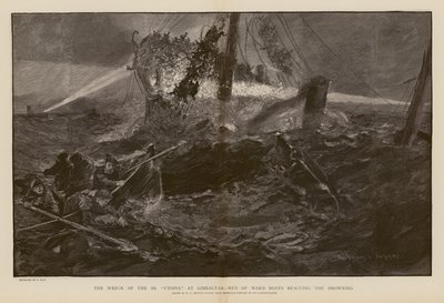 Rescuing the Drowning during the Wreck of SS Utopia, Gibraltar by Henry Charles Seppings Wright