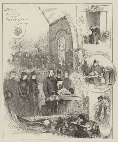 Sketches at the Opening of the Victoria Hall, Ealing by Henry Charles Seppings Wright
