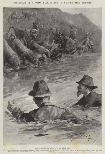 The Escape of Captains Haldane and Le Mesurier from Pretoria by Henry Charles Seppings Wright