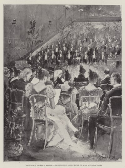 The March of the Men of Harlech, the Welsh Choir Singing before the Queen at Windsor Castle by Henry Charles Seppings Wright