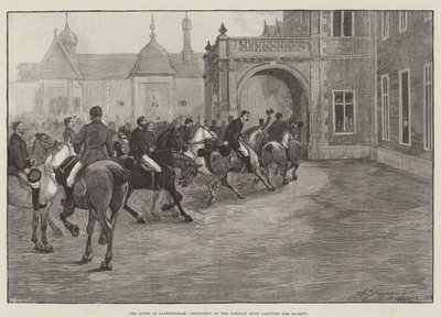 The Queen at Sandringham, Gentlemen of the Norfolk Hunt saluting Her Majesty by Henry Charles Seppings Wright