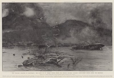The Volcanic Disaster in Martinique, the Ruins of St Pierre viewed from the French Cruiser Suchet, Forty-Eight Hours after the Eruption by Henry Charles Seppings Wright