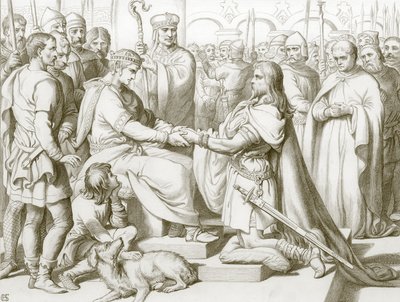 How Hereward Came in to the King by Henry Courtney (after) Selous