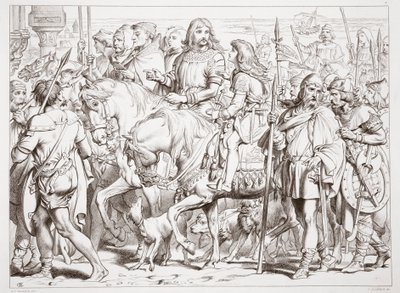 How Hereward Enters the Consecrated Fortress of St. Bertin, Illustration from Hereward the Great by Charles Kingsley by Henry Courtney Selous
