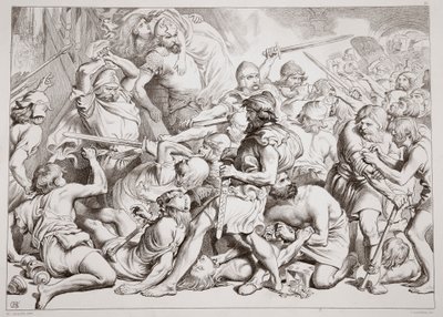 How Hereward rescues Alftruda (illustration from Hereward the Great by Charles Kingsley, pub. 1870, engraved by C.G. Lewis) by Henry Courtney Selous