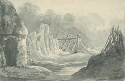 Lichfield - Edial: sepia wash drawing by Henry Curzon Allport