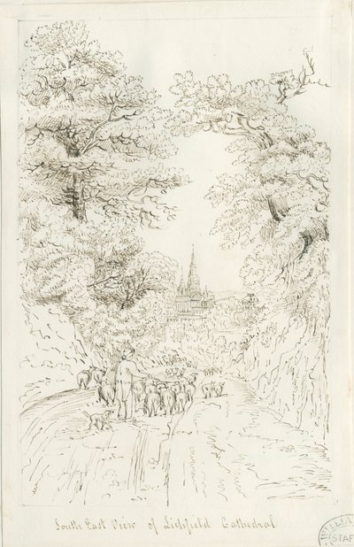 Lichfield Cathedral - South East View (distant) by Henry Curzon Allport
