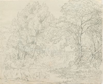 Tamworth - Rural View (pen and ink drawing, 1788-1855) by Henry Curzon Allport