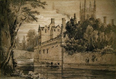 Magdalen College - A View on the Cherwell Looking Towards the Bridge by Henry Edridge