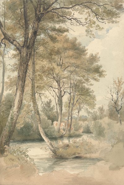 Stream with Trees and Cattle near Bromley Hill, Kent by Henry Edridge