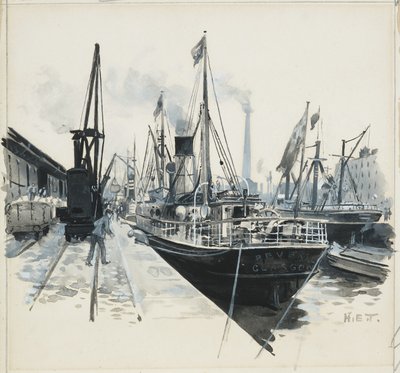 Loading in Pomona Dock by Henry Edward Tidmarsh