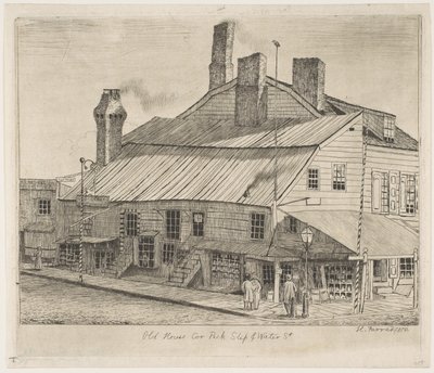 Old House, Corner of Peck Slip and Water Street, from "Scenes of Old New York" by Henry Farrer