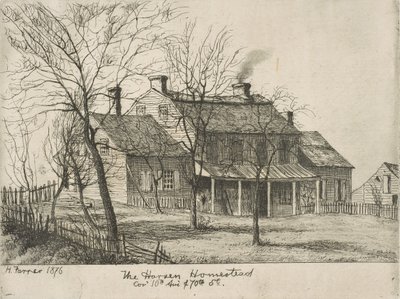 The Harsen Homestead, Corner of 10th Avenue and 70th Street, from Scenes of Old New York, 1876 by Henry Farrer