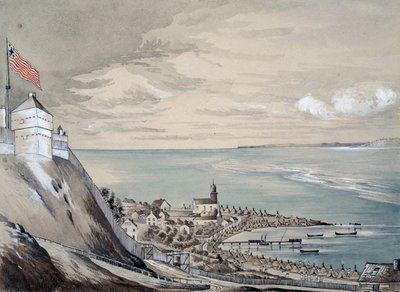 Fort and village of Mackinaw, with the Indian encampment, September 1842 by Henry Francis Ainslie