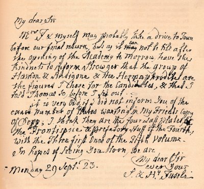 A letter from Henry Fuseli, 29 September 1823 by Johann Heinrich Füssli