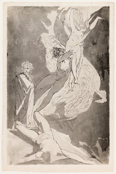 Dante Swoons before the Soaring Souls of Paolo and Francesca, Virgil at his Side by Johann Heinrich Füssli