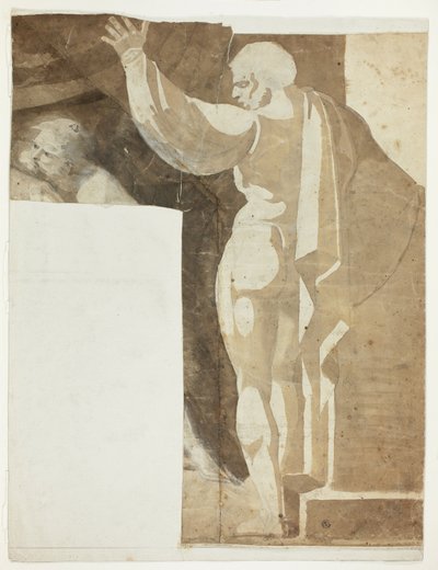 Male Figure with Left Arm Raised Seen from the Back, and Fragment of Old Man by Johann Heinrich Füssli