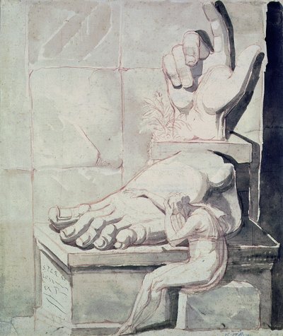 The Artist in Despair over the Magnitude of Antique Fragments (right hand and left foot of the Colossus of Constantine) 1778-80 by Johann Heinrich Füssli