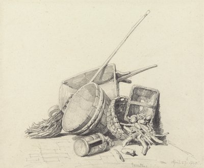 Still Life with Wheelbarrow and Baskets, April 27, 1840 by Henry Harris Lines