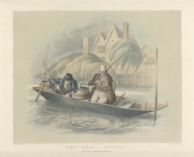 Barbel Fishing, Twickenham, from a Set of Six Images of Angling by Henry Heath