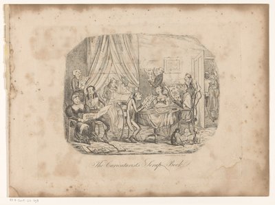Interior with People Viewing Pages from The Caricaturist