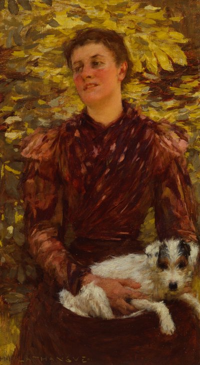 Young Girl With a Dog by Henry Herbert La Thangue