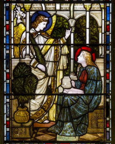 Kirkstall, St Stephen, Heaton Butler & Bayne, Henry Holiday, The Annunciation by Henry Holiday