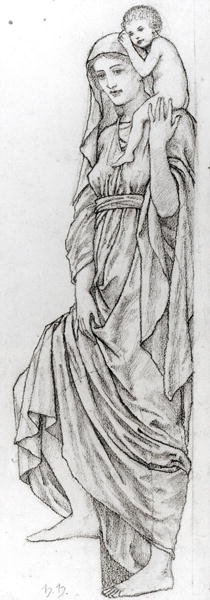 Study of a standing female figure, holding a child on her left shoulder by Henry Holiday
