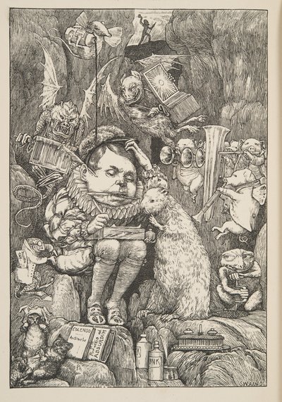 The Beaver brought paper, portfolio and pens, from The Hunting of the Snark, an Agony in Eight Fits, by Lewis Carroll, pub. 1876 by Henry Holiday