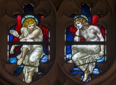 Westminster, St Margaret, James Powell & Sons, Henry Holiday, Tracery Angels by Henry Holiday