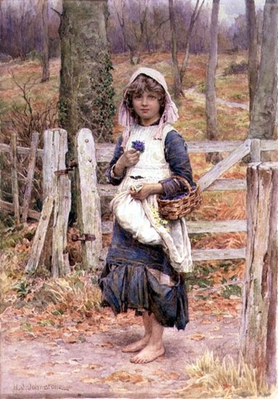 Girl holding a flower by Henry James Johnstone