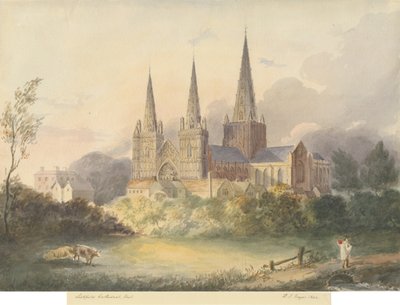 Lichfield Cathedral - West View by Henry James Noyes