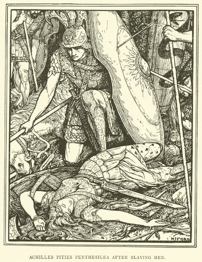 Achilles Pities Penthesilea After Slaying Her by Henry Justice Ford