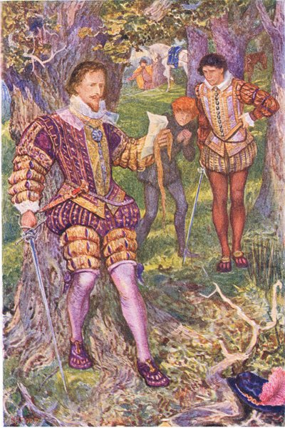 Leicester reads Amys letter, illustration from Kenilworth by Henry Justice Ford