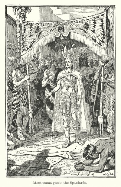 Montezuma greets the Spaniards by Henry Justice Ford