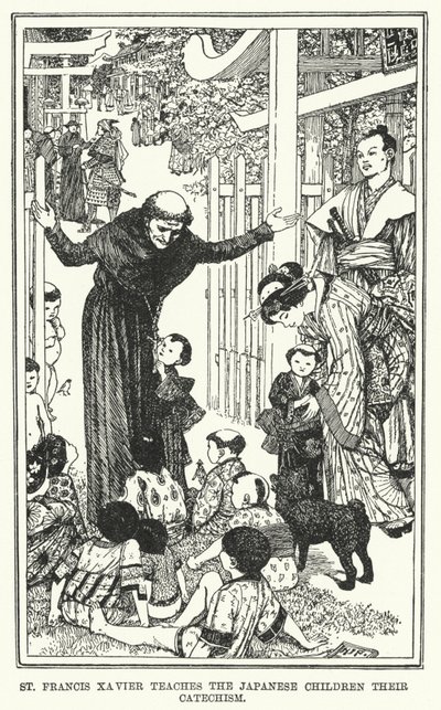 St Francis Xavier teaches the Japanese children their catechism by Henry Justice Ford