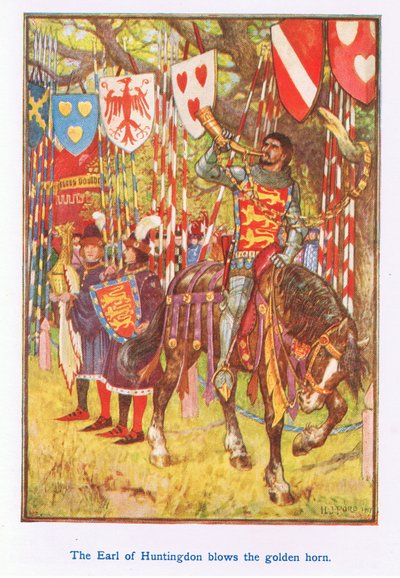 The Earl of Huntingdon blows the golden horn by Henry Justice Ford