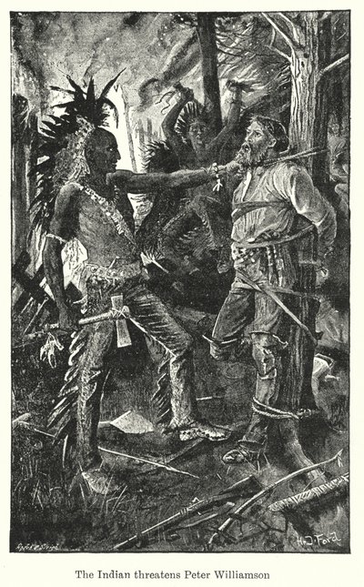 The Indian Threatens Peter Williamson by Henry Justice Ford
